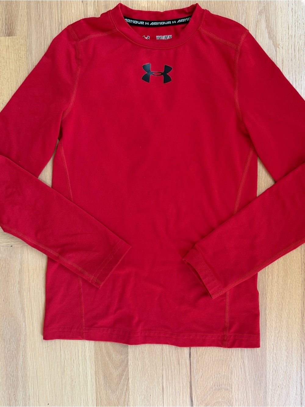 Under Armour Youth Medium Red ColdGear Fitted Long Sleeve Shirt